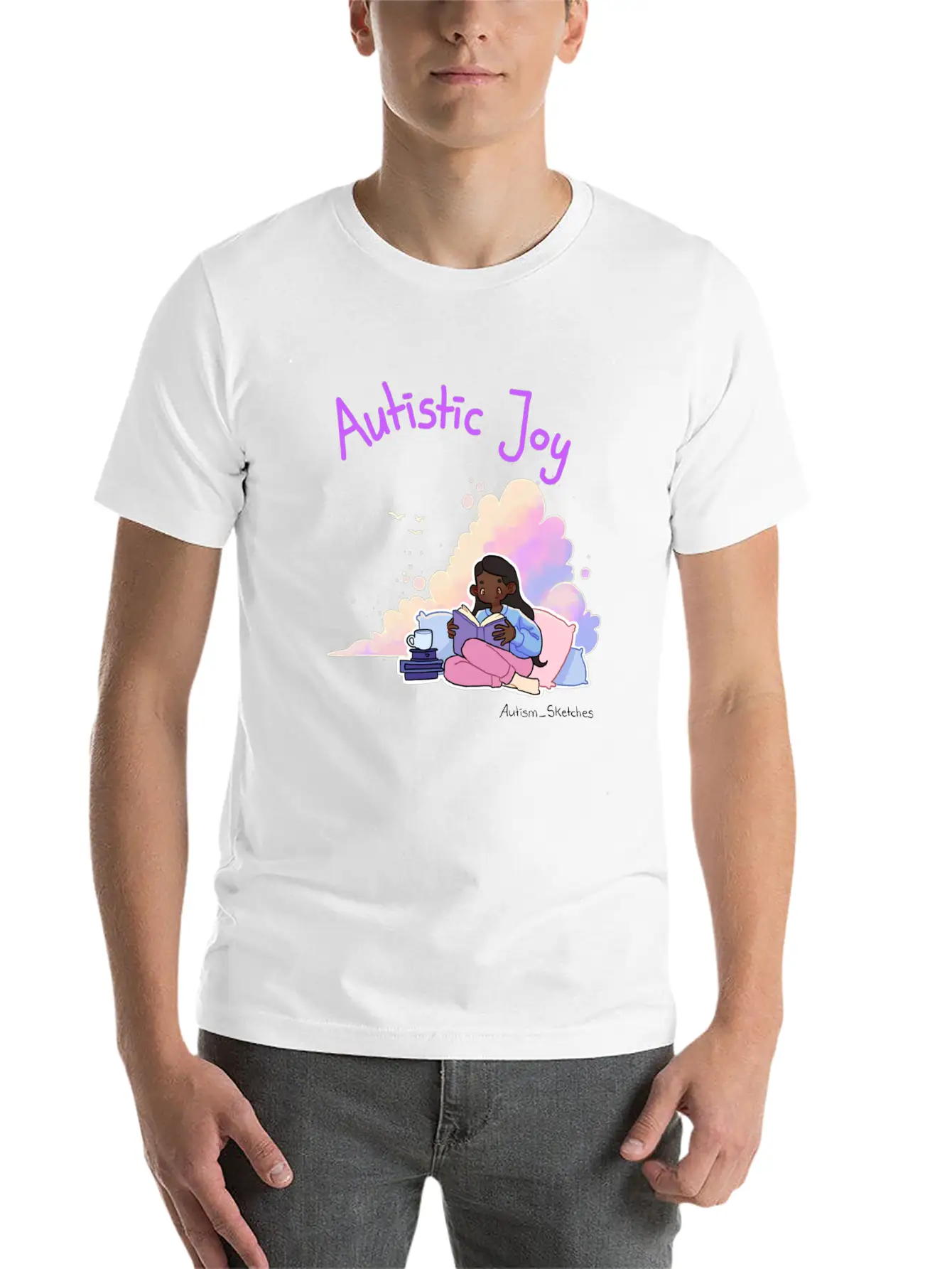 Autistic Joy Clouds Illustration Stylish Everyday T-Shirt – Unisex Basic Cotton Tee