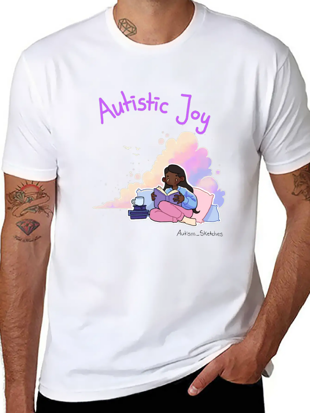 Autistic Joy Clouds Illustration Stylish Everyday T-Shirt – Unisex Basic Cotton Tee