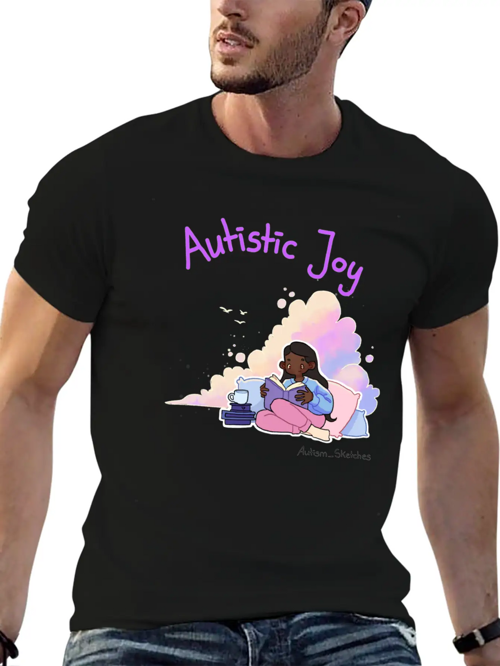 Autistic Joy Clouds Illustration Stylish Everyday T-Shirt – Unisex Basic Cotton Tee