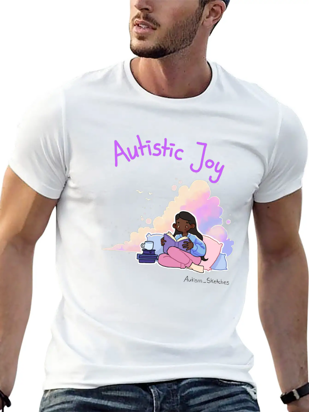 Autistic Joy Clouds Illustration Stylish Everyday T-Shirt – Unisex Basic Cotton Tee