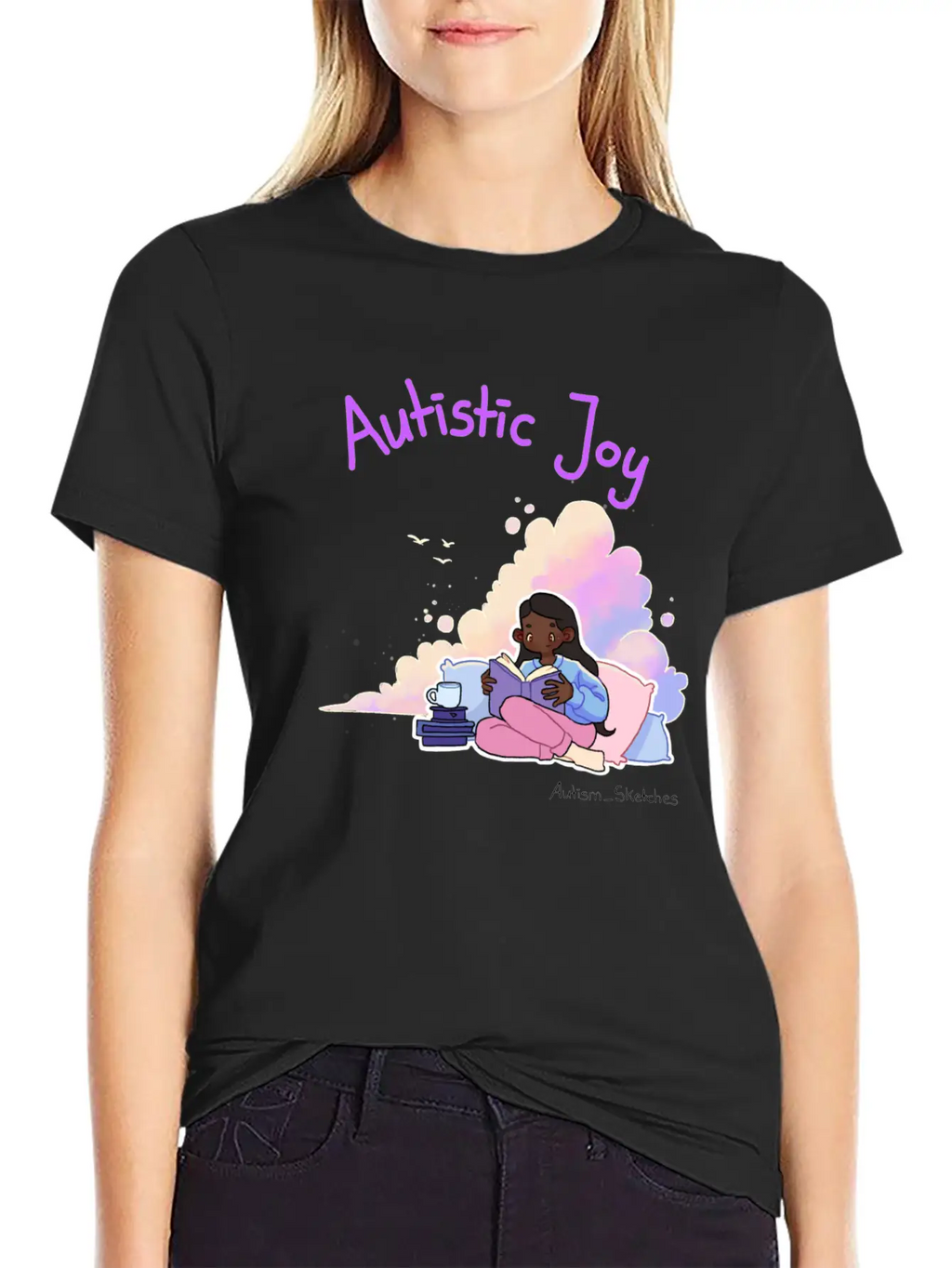 Autistic Joy Clouds Illustration Stylish Everyday T-Shirt – Unisex Basic Cotton Tee