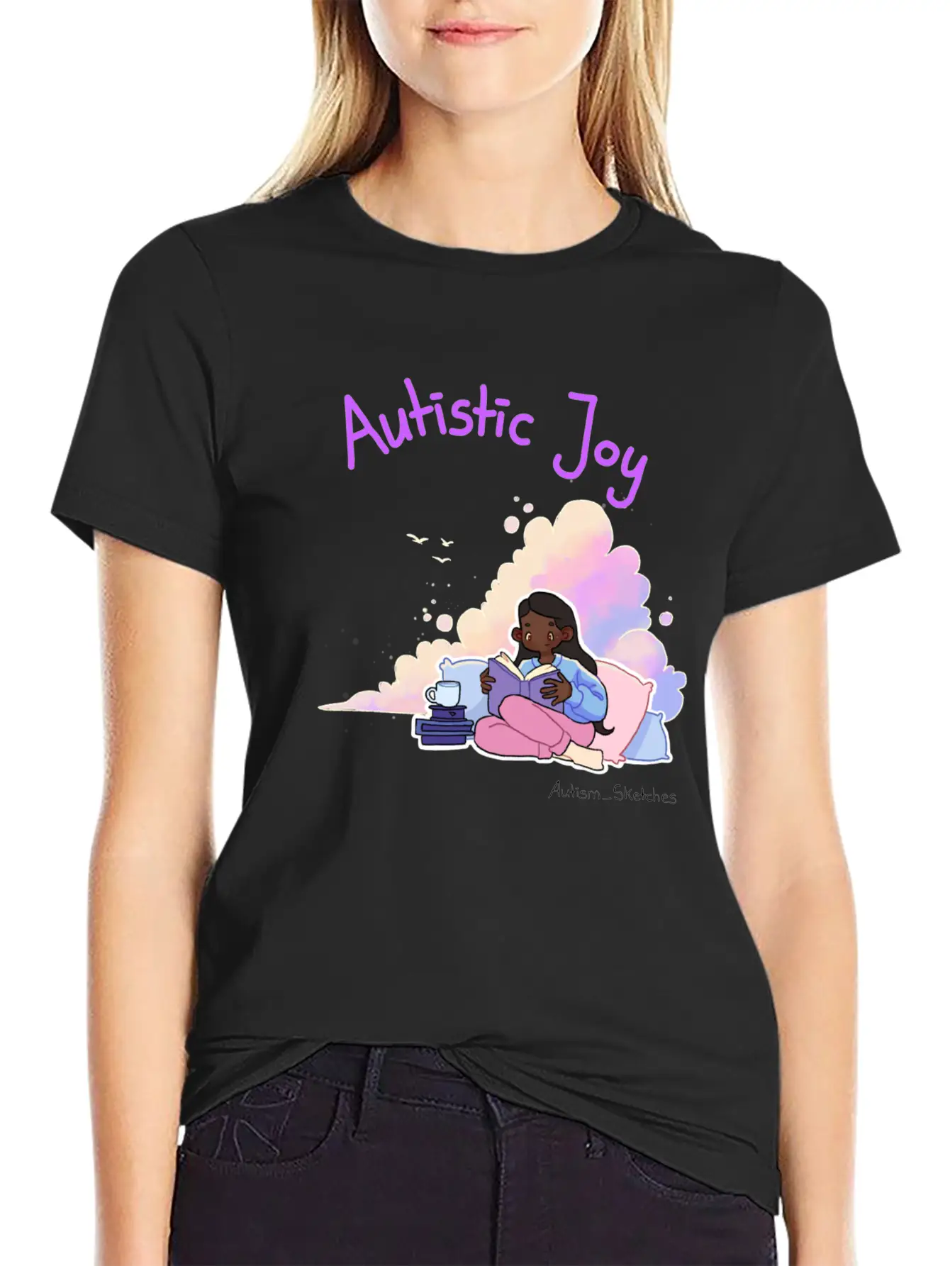 Autistic Joy Clouds Illustration Stylish Everyday T-Shirt – Unisex Basic Cotton Tee
