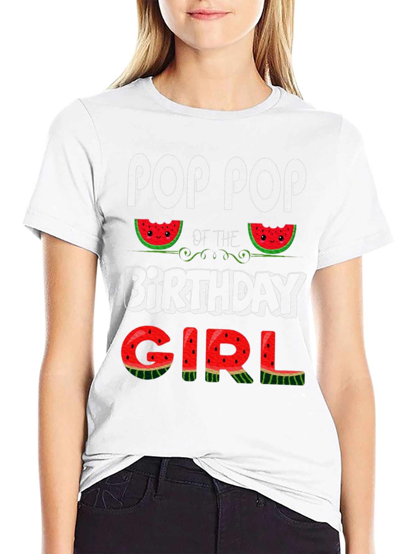 Pop Pop Birthday Girl Watermelon T-Shirt