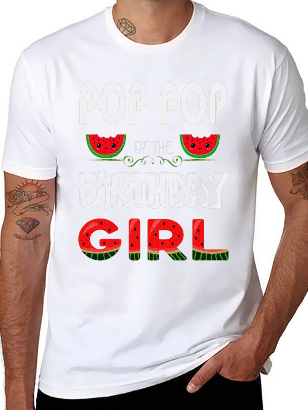 Pop Pop Birthday Girl Watermelon T-Shirt