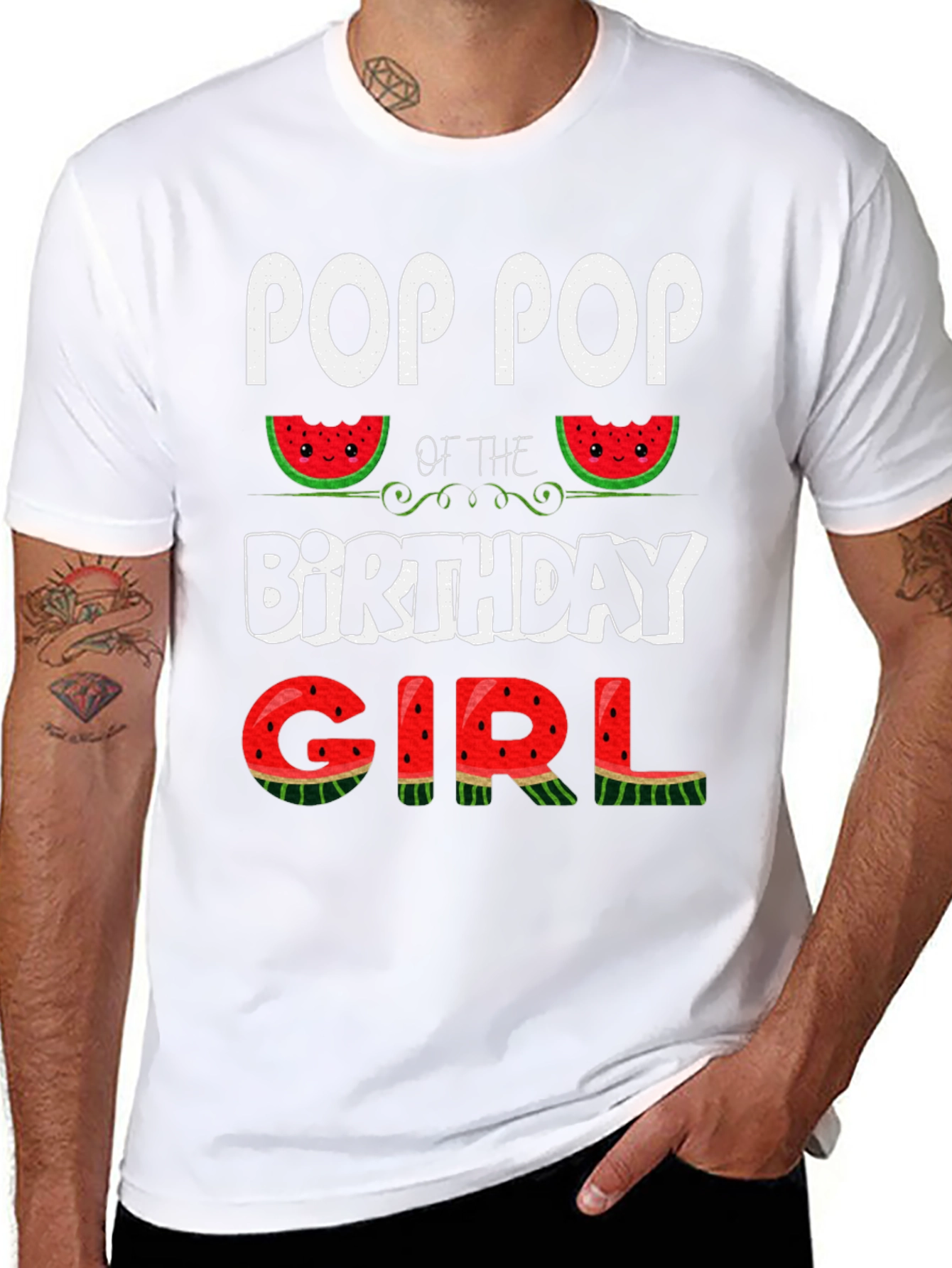 Pop Pop Birthday Girl Watermelon T-Shirt