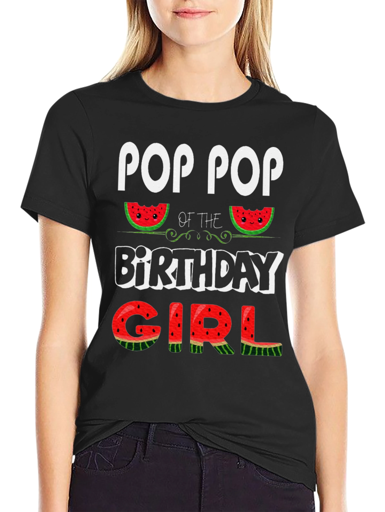 Pop Pop Birthday Girl Watermelon T-Shirt