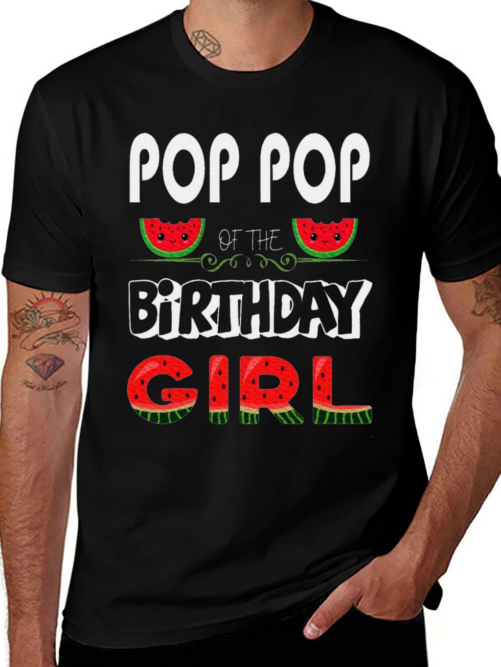 Pop Pop Birthday Girl Watermelon T-Shirt