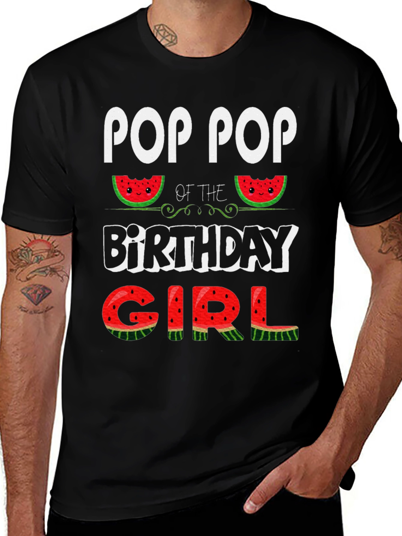 Pop Pop Birthday Girl Watermelon T-Shirt