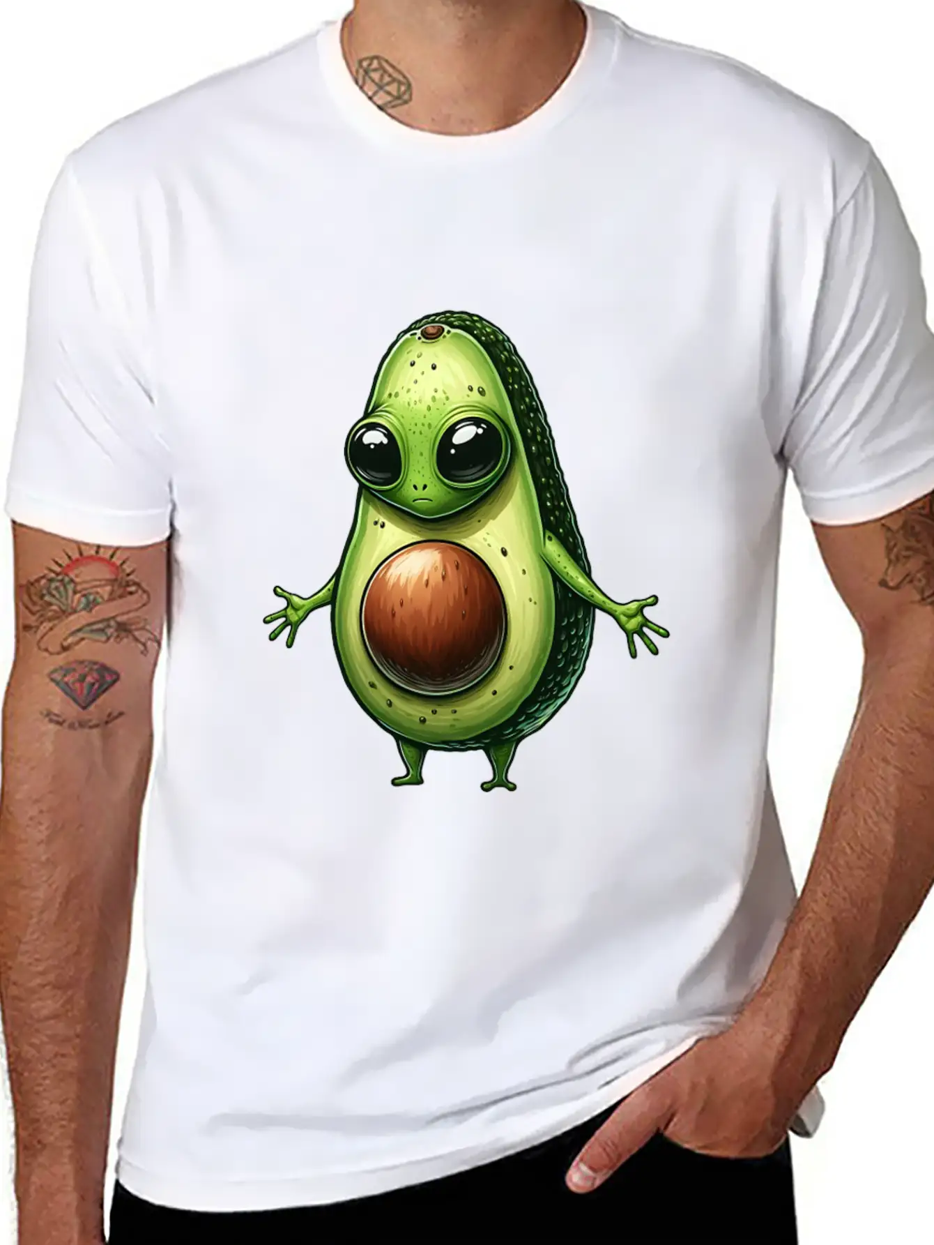 Avocado Alien Essential Cotton Tee For Daily Outfits – Unisex Style