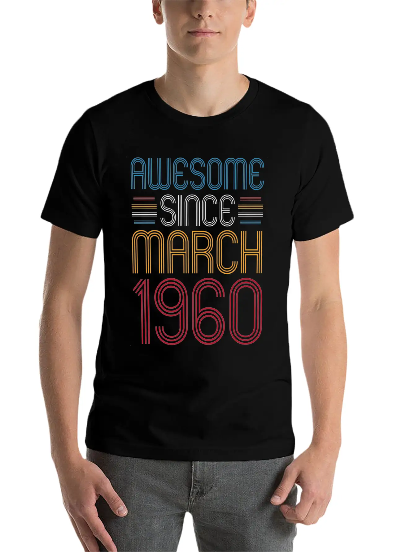 Awesome Since March 1960 62 Unisex Casual T-Shirt – Clean Design For Daily Comfort
