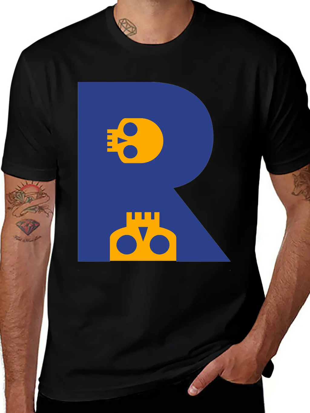 ☠♥Awesome Skull Alphabet Initial Letter-R♥☠ Breathable Graphic T-Shirt – Perfect For Casual Days