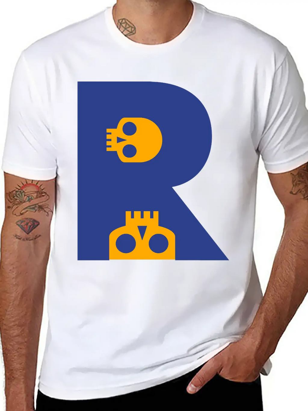 ☠♥Awesome Skull Alphabet Initial Letter-R♥☠ Breathable Graphic T-Shirt – Perfect For Casual Days