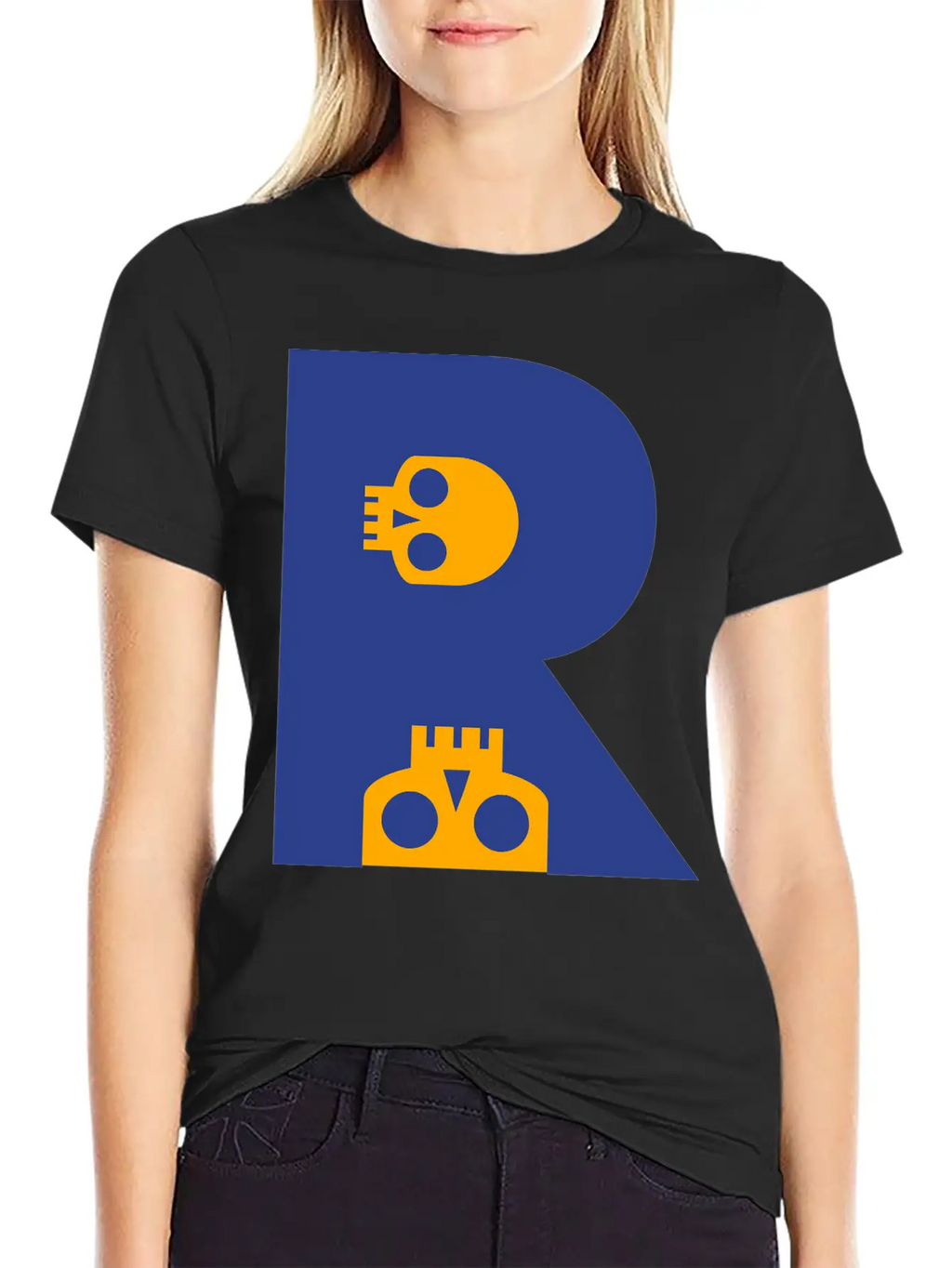 ☠♥Awesome Skull Alphabet Initial Letter-R♥☠ Breathable Graphic T-Shirt – Perfect For Casual Days