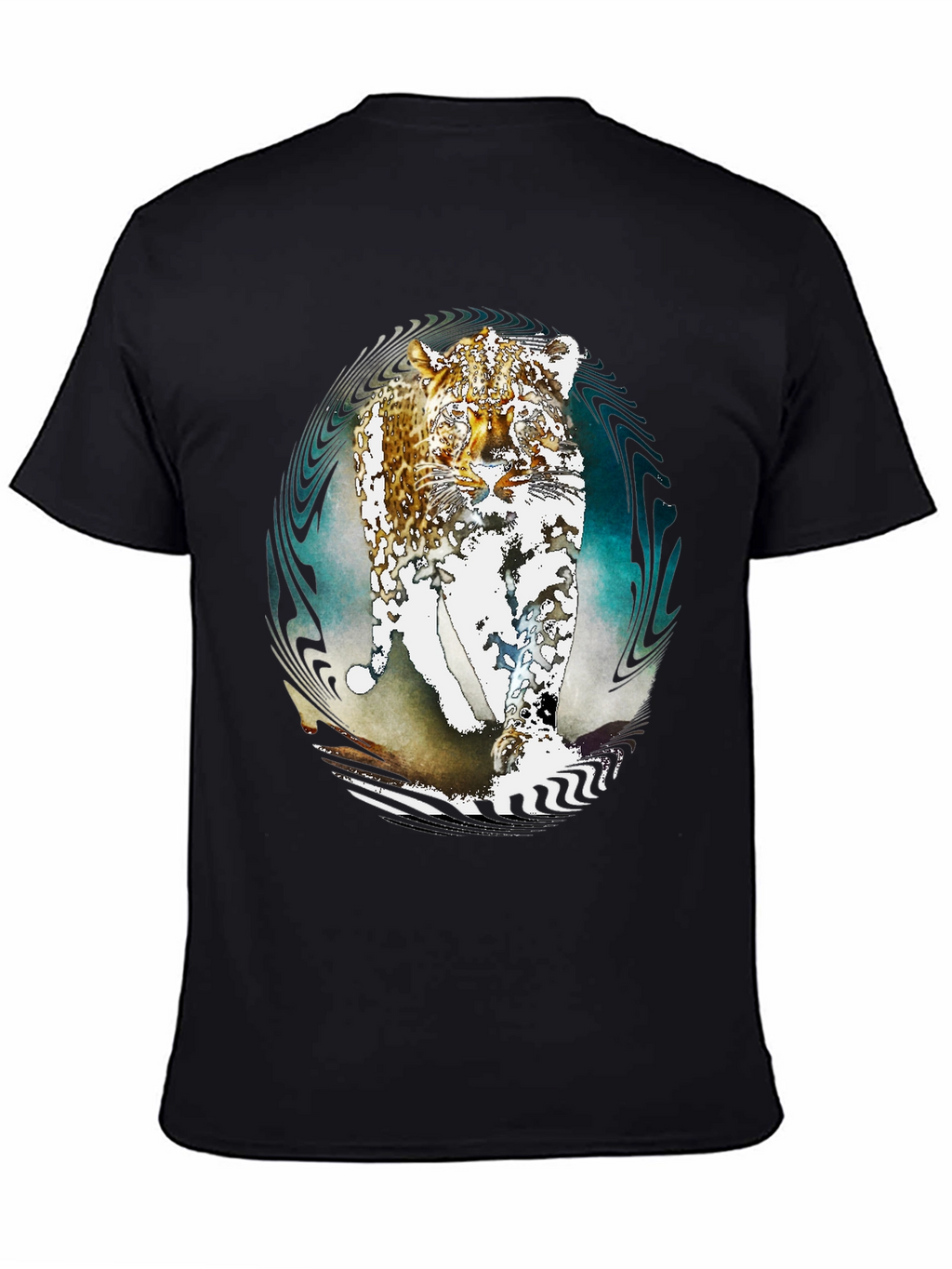 Abstract Leopard Print Black T-Shirt