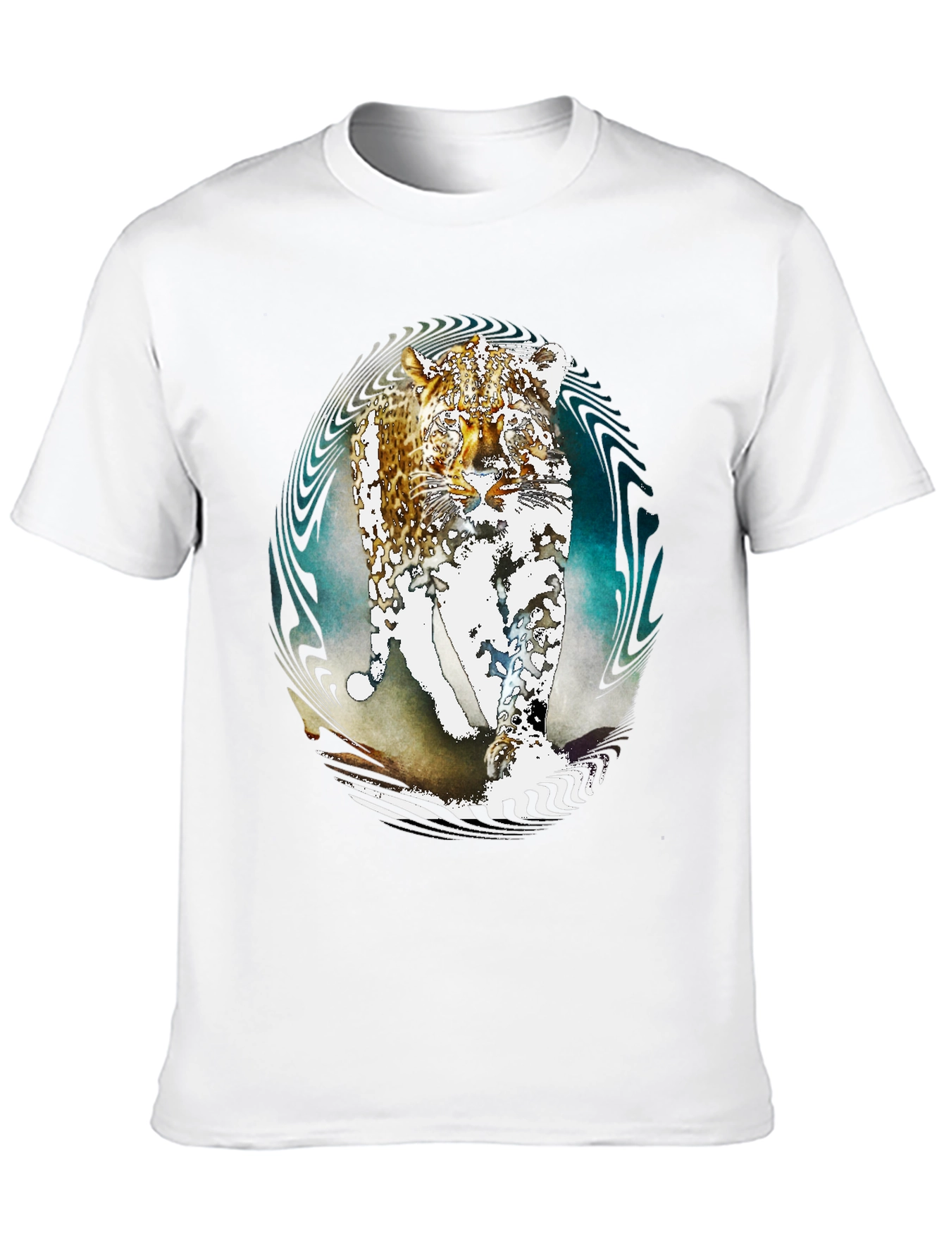 Abstract Leopard Print Black T-Shirt
