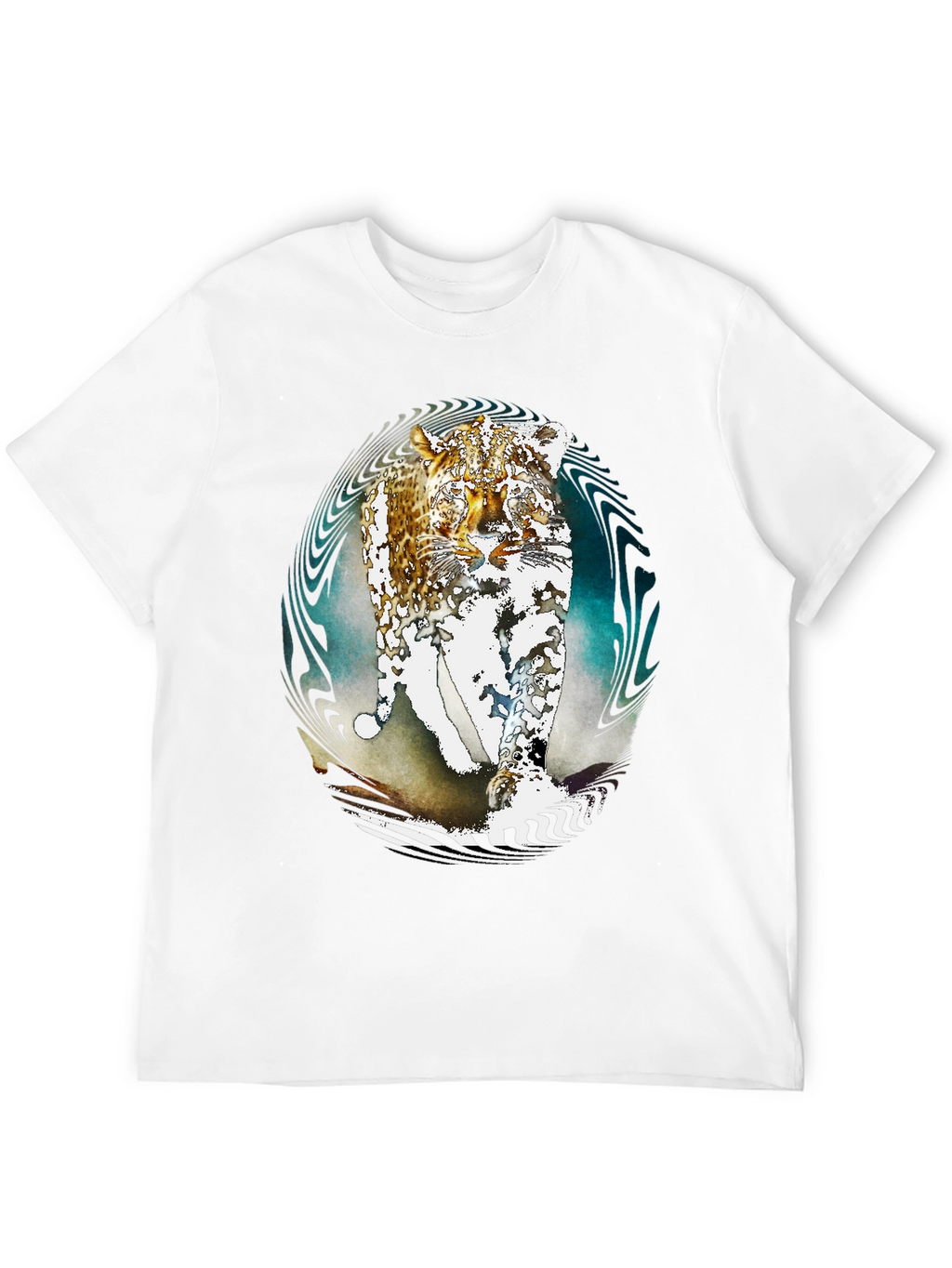 Abstract Leopard Print Black T-Shirt