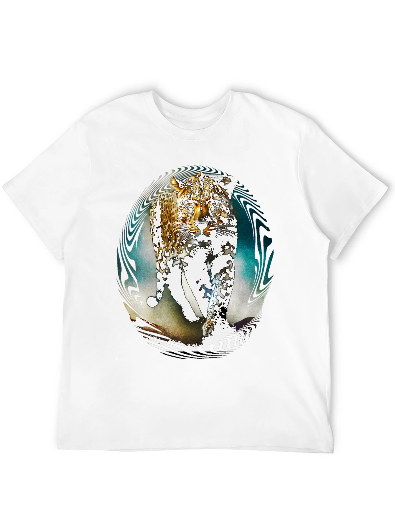 Abstract Leopard Print Black T-Shirt
