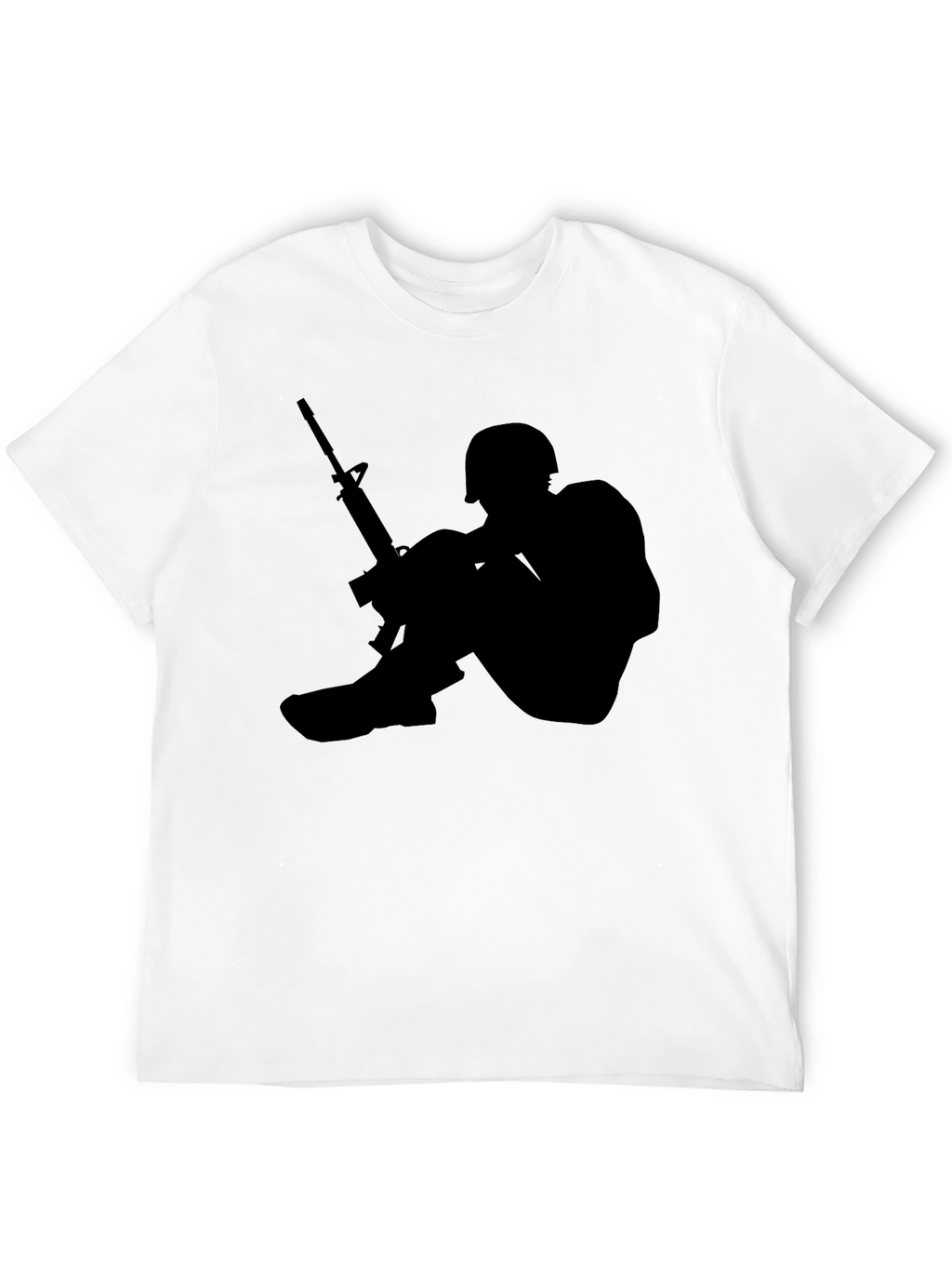 Soldier Silhouette Graphic Tee - Black Cotton Comfort