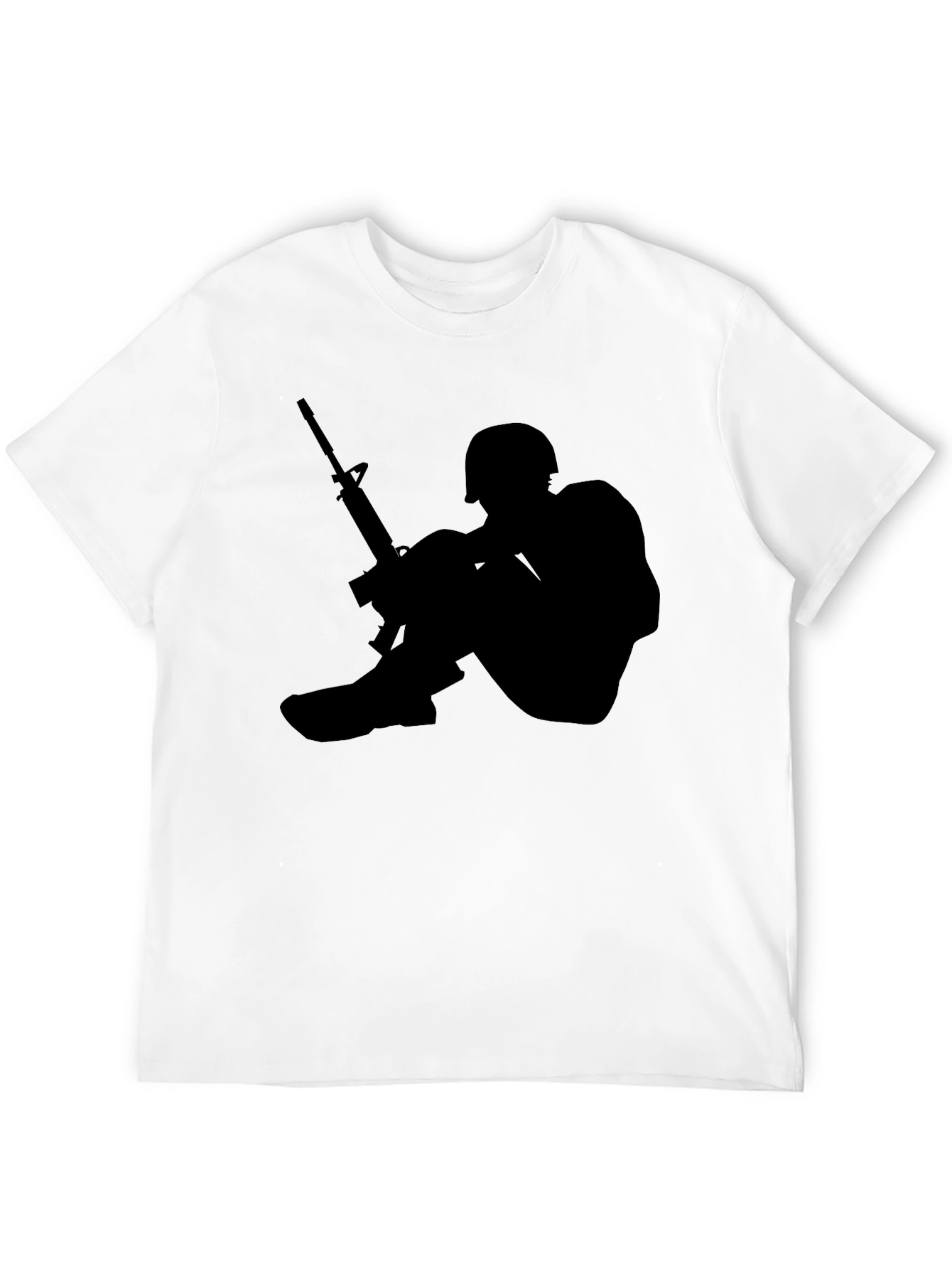 Soldier Silhouette Graphic Tee - Black Cotton Comfort
