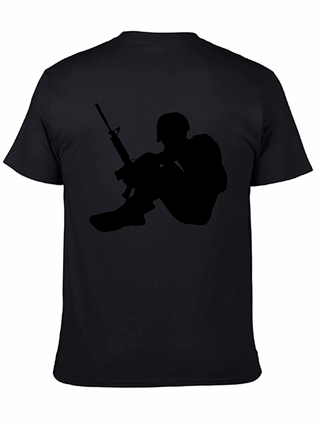 Soldier Silhouette Graphic Tee - Black Cotton Comfort