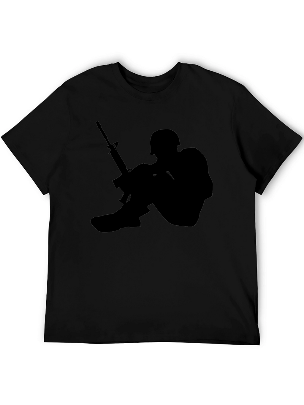 Soldier Silhouette Graphic Tee - Black Cotton Comfort