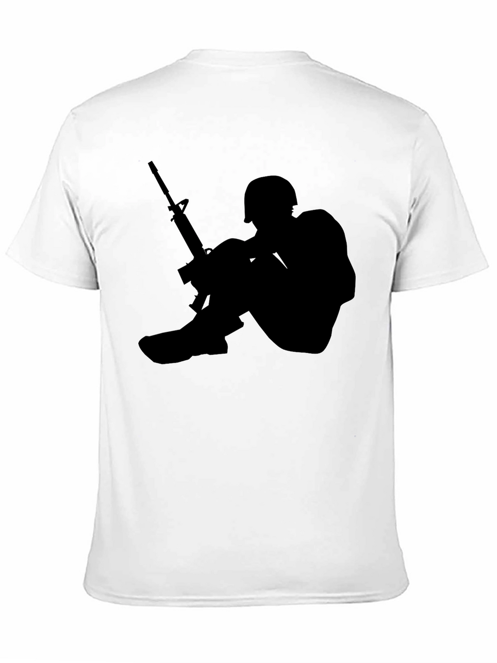 Soldier Silhouette Graphic Tee - Black Cotton Comfort
