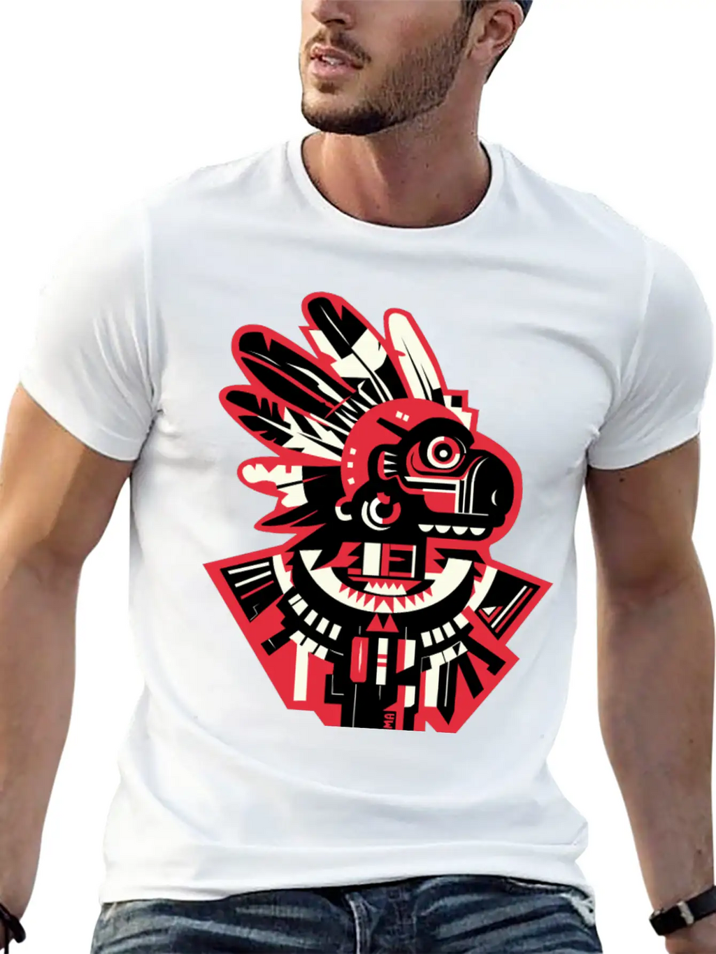 Aztec Monkey Warior Essential Cotton Tee For Daily Outfits – Unisex Style