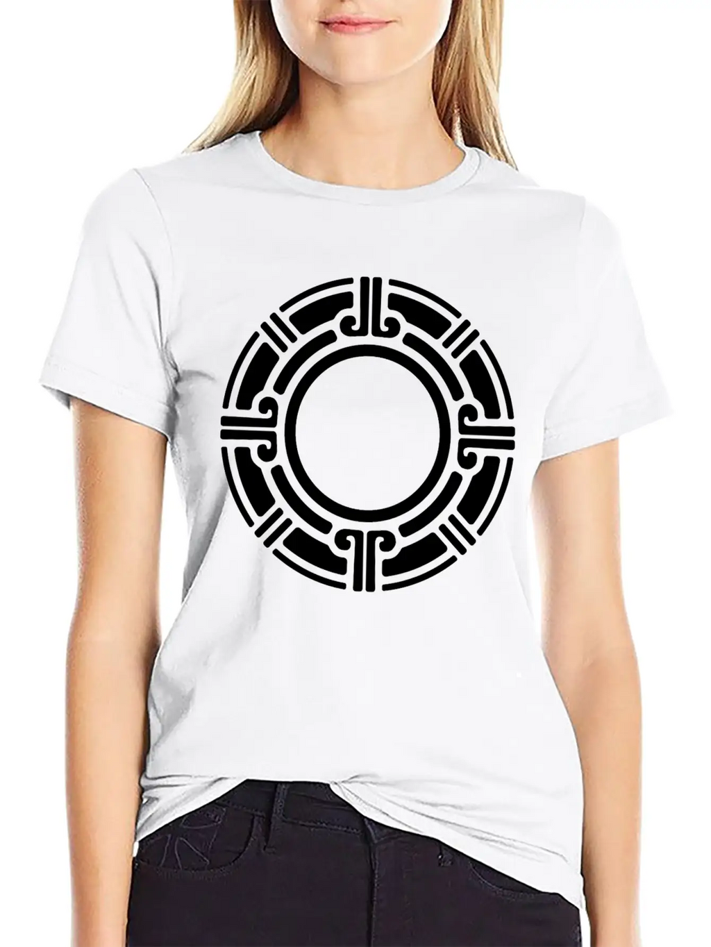 Aztec Tribal Circular Border Pattern Essential Cotton Tee For Daily Outfits – Unisex Style