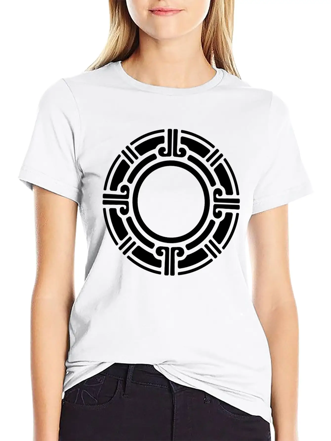 Aztec Tribal Circular Border Pattern Essential Cotton Tee For Daily Outfits – Unisex Style