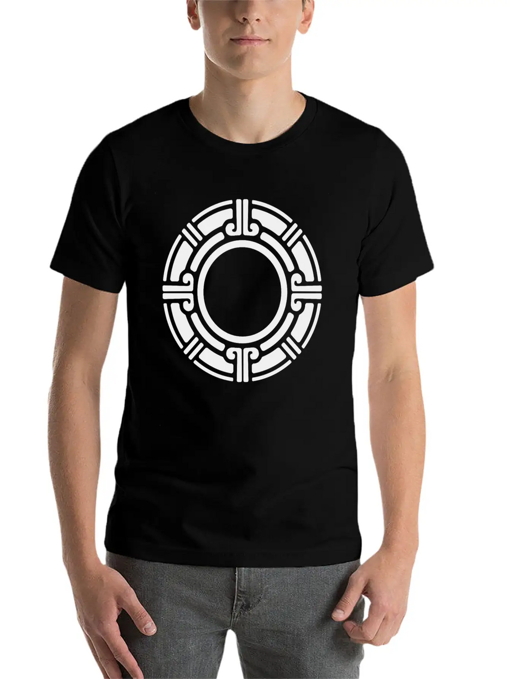 Aztec Tribal Circular Border Pattern Essential Cotton Tee For Daily Outfits – Unisex Style