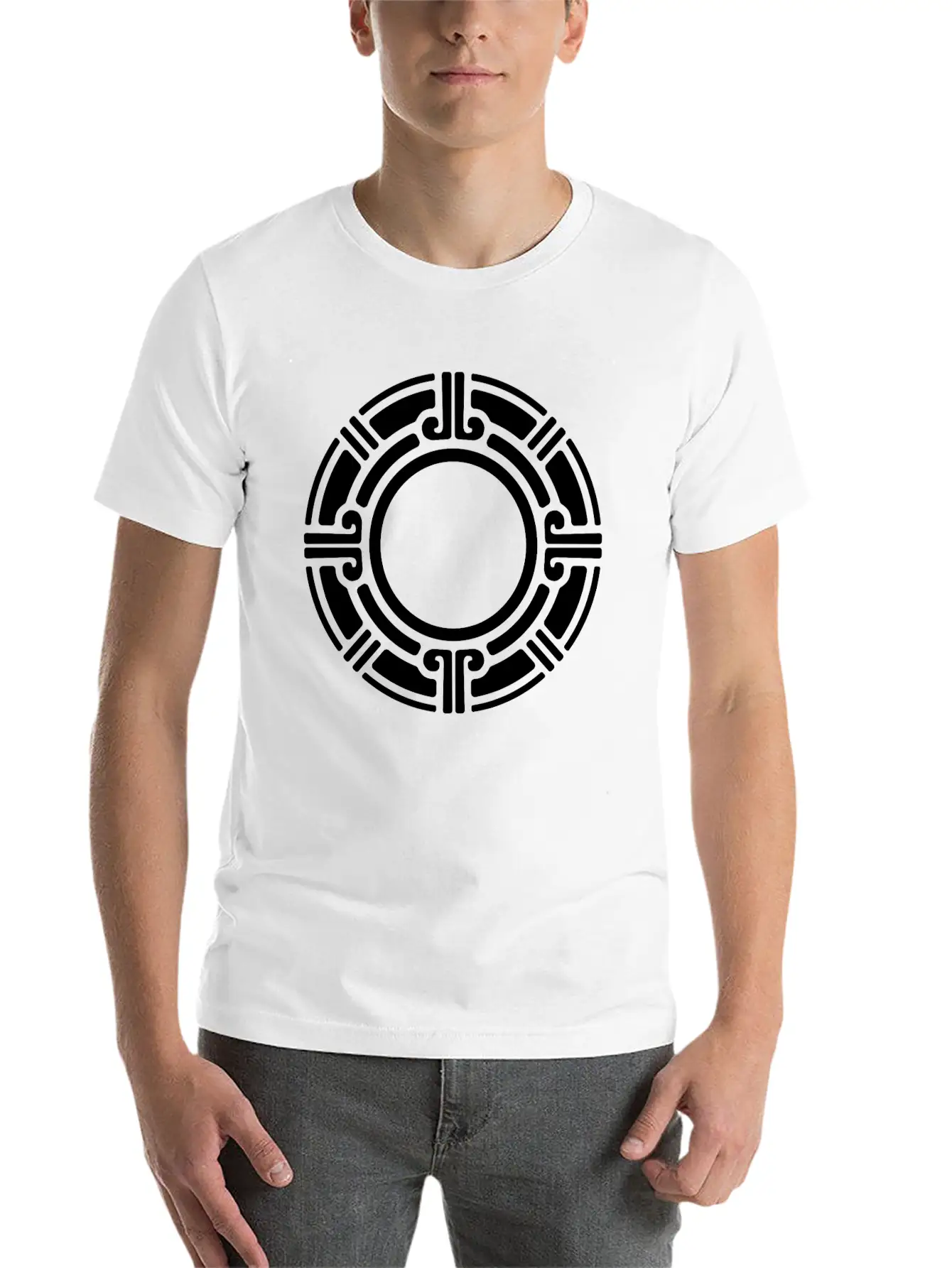 Aztec Tribal Circular Border Pattern Essential Cotton Tee For Daily Outfits – Unisex Style
