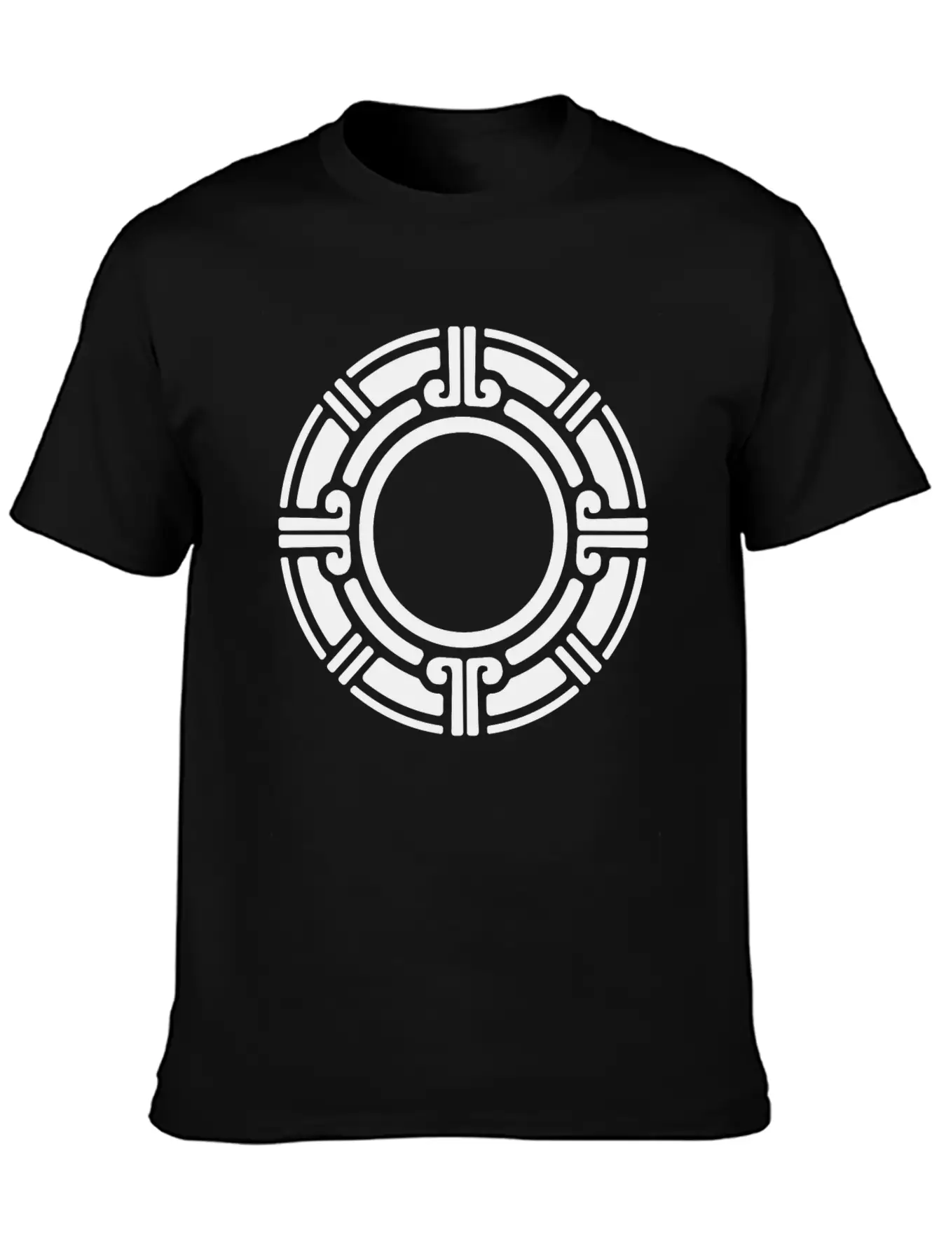 Aztec Tribal Circular Border Pattern Essential Cotton Tee For Daily Outfits – Unisex Style