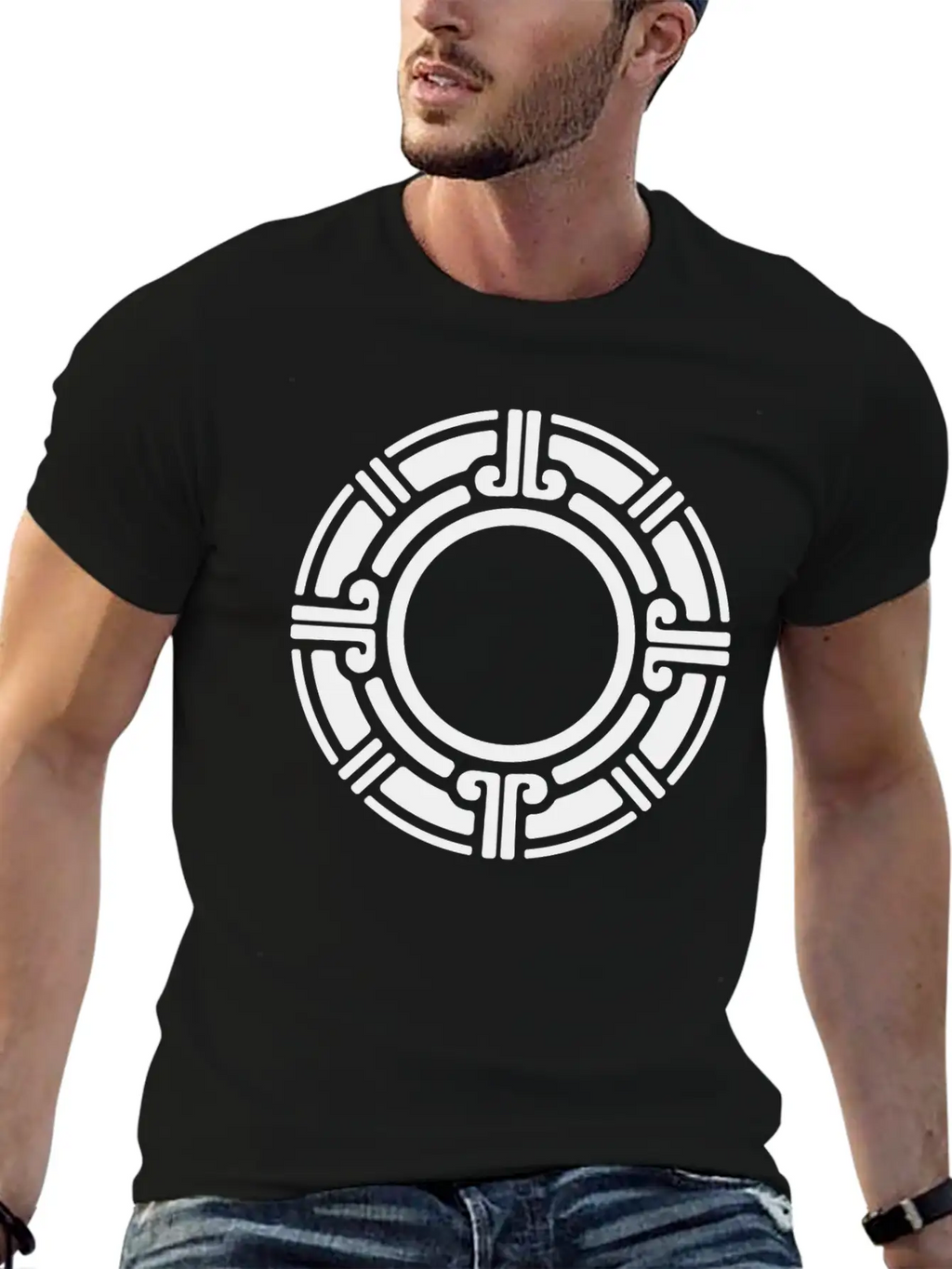 Aztec Tribal Circular Border Pattern Essential Cotton Tee For Daily Outfits – Unisex Style