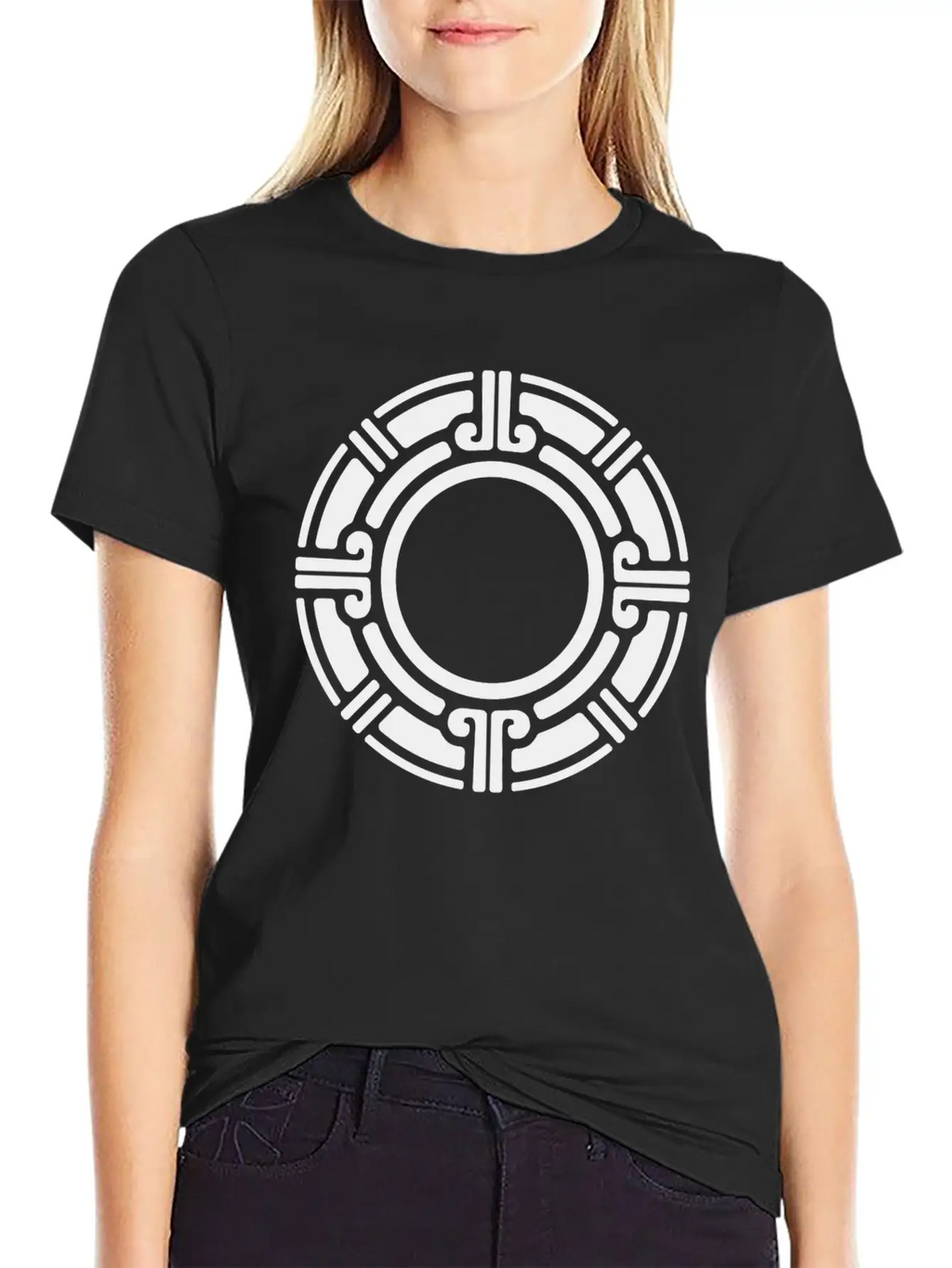 Aztec Tribal Circular Border Pattern Essential Cotton Tee For Daily Outfits – Unisex Style