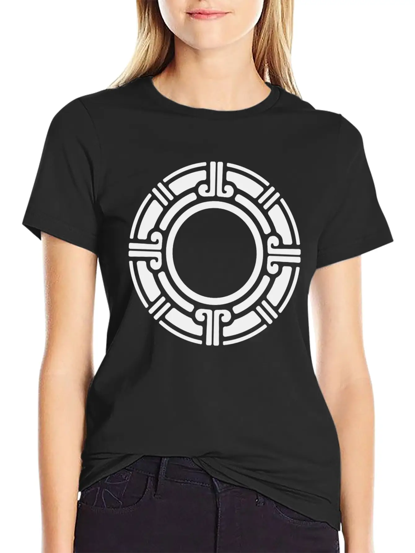 Aztec Tribal Circular Border Pattern Essential Cotton Tee For Daily Outfits – Unisex Style