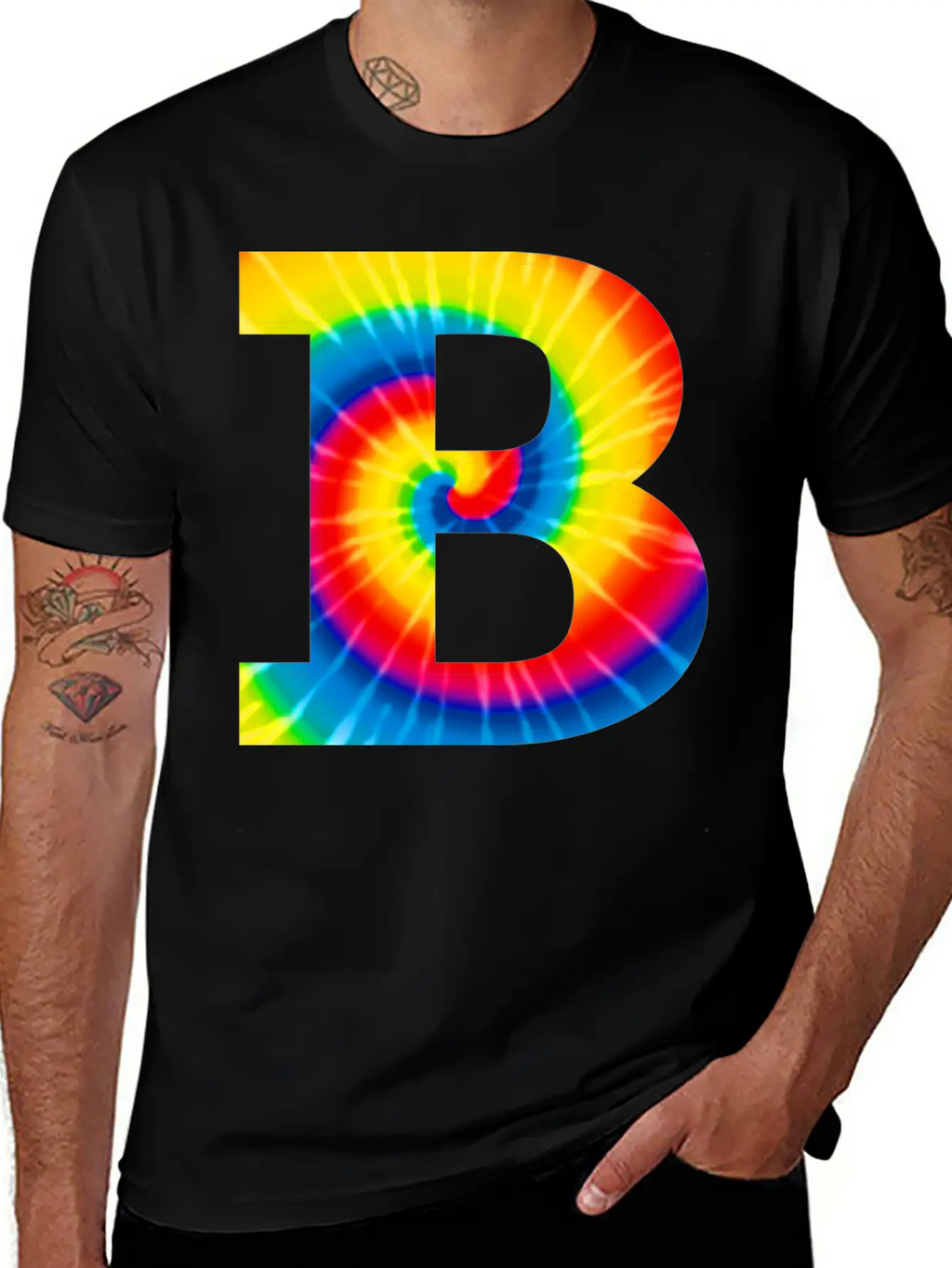 B Letter Tie Dye Classic Cotton Tee – Unisex Comfort For Any Season
