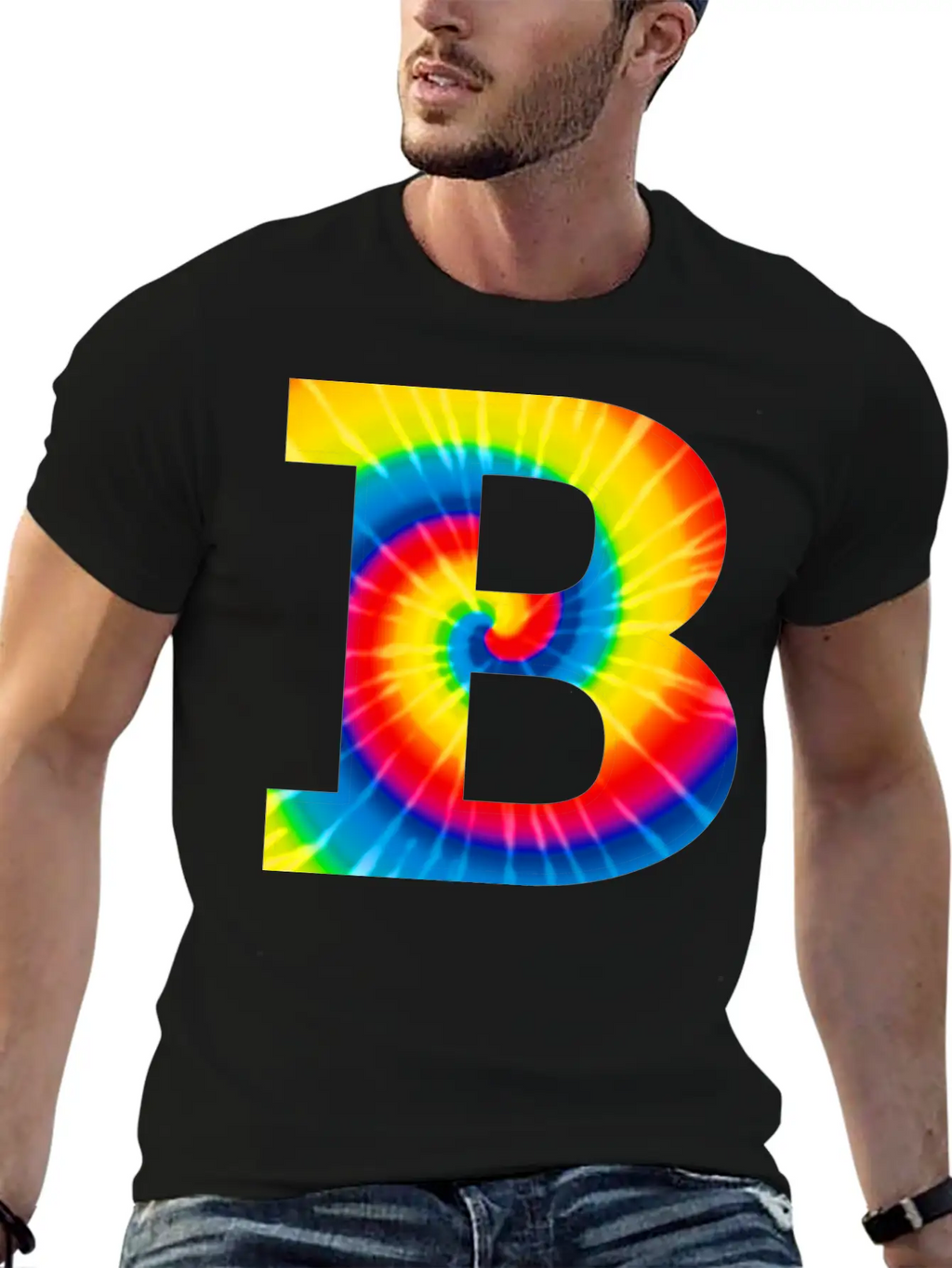 B Letter Tie Dye Classic Cotton Tee – Unisex Comfort For Any Season