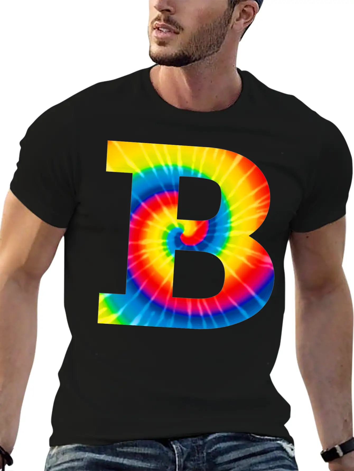 B Letter Tie Dye Classic Cotton Tee – Unisex Comfort For Any Season