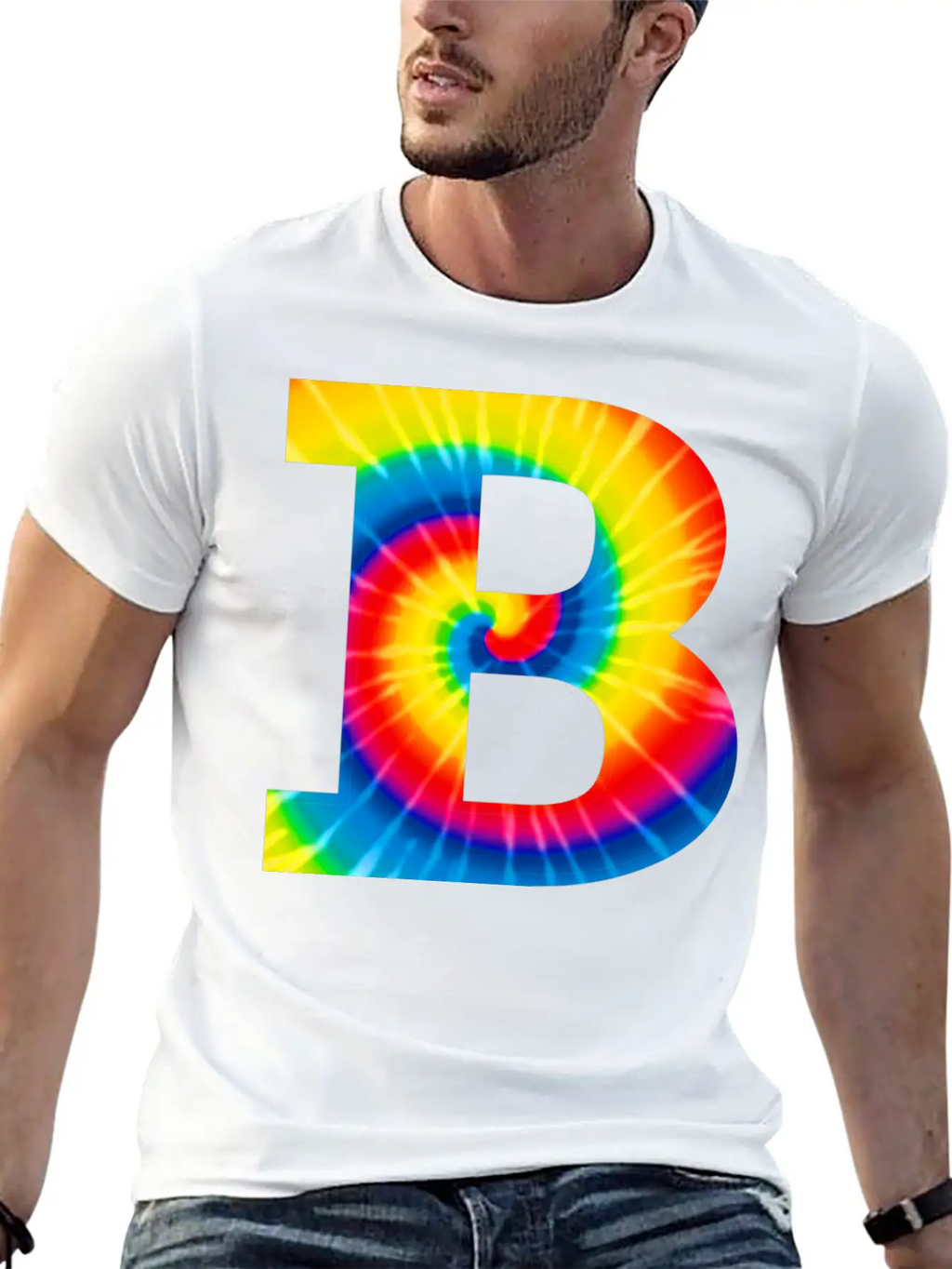 B Letter Tie Dye Classic Cotton Tee – Unisex Comfort For Any Season