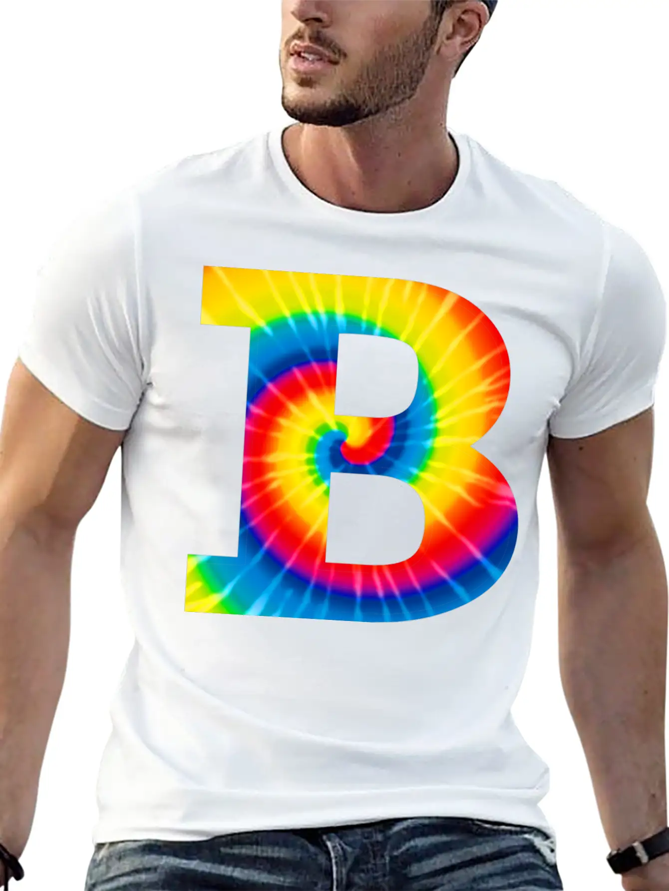 B Letter Tie Dye Classic Cotton Tee – Unisex Comfort For Any Season