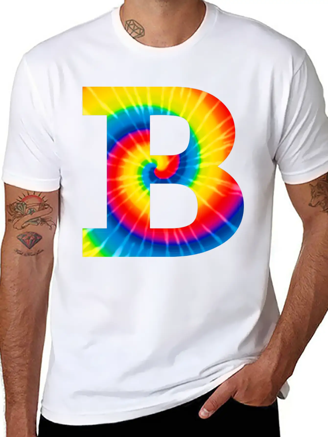 B Letter Tie Dye Classic Cotton Tee – Unisex Comfort For Any Season