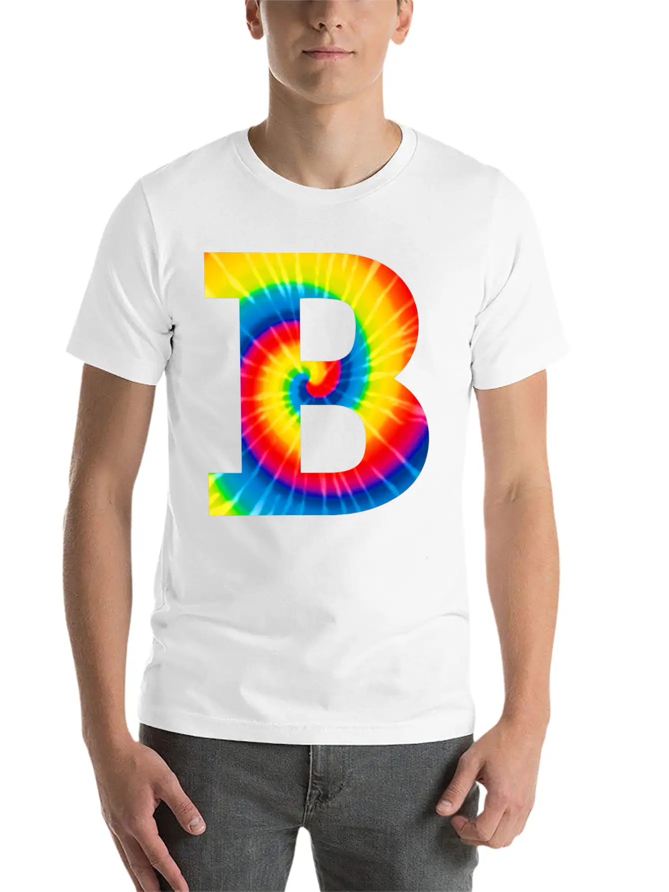 B Letter Tie Dye Classic Cotton Tee – Unisex Comfort For Any Season