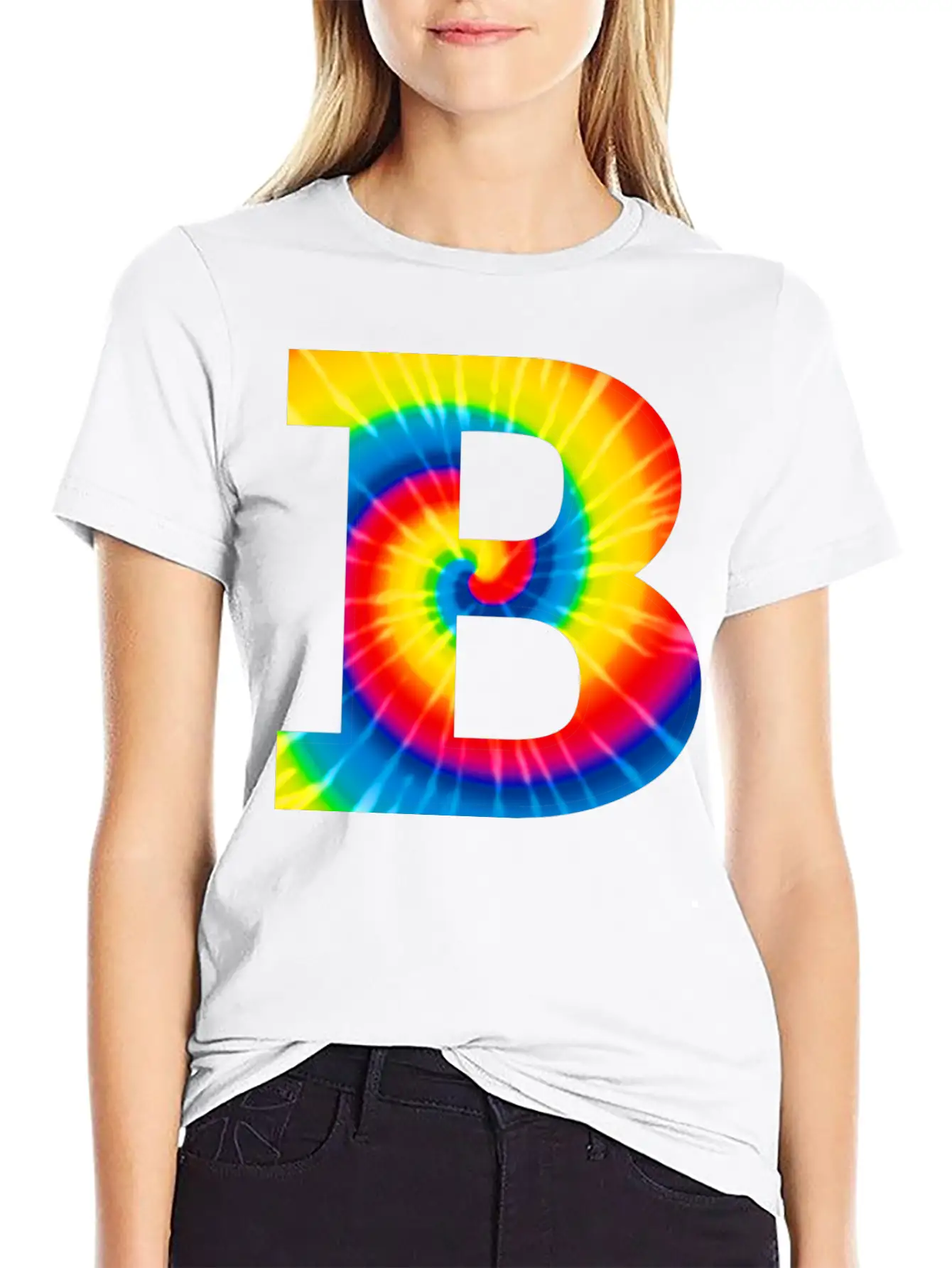 B Letter Tie Dye Classic Cotton Tee – Unisex Comfort For Any Season