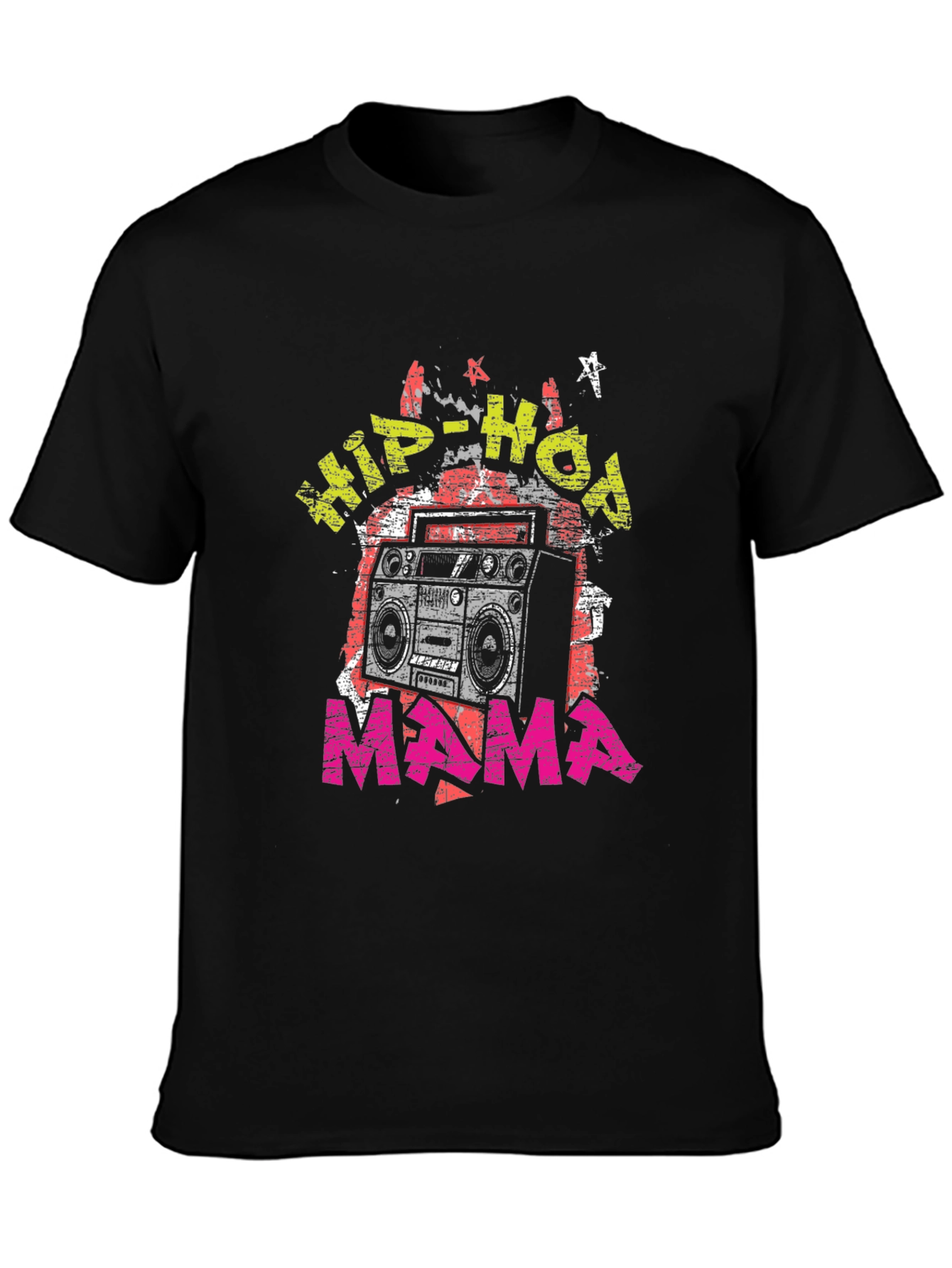 Hip-Hop Mama Graphic T-Shirt - Retro Boombox Design