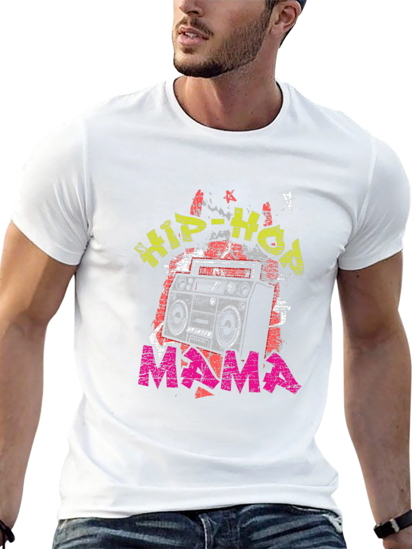 Hip-Hop Mama Graphic T-Shirt - Retro Boombox Design