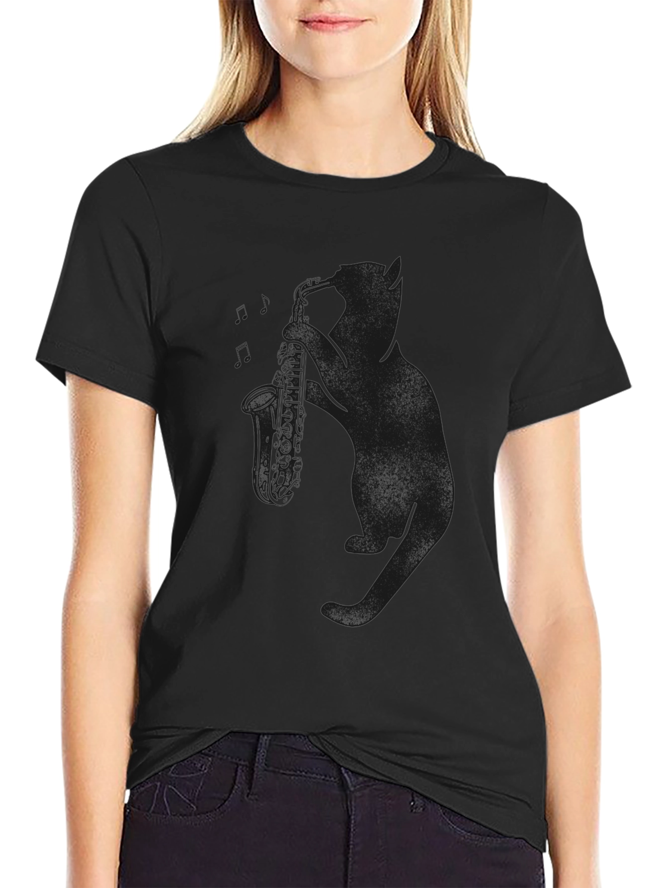 Classic Black Saxophone Silhouette Tee