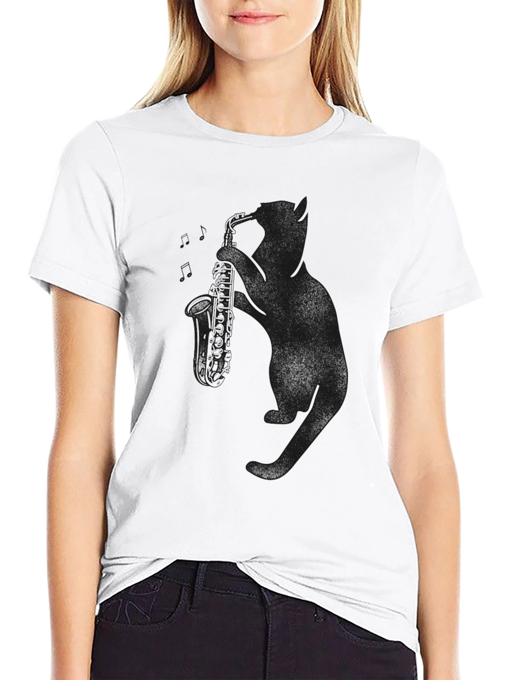 Classic Black Saxophone Silhouette Tee