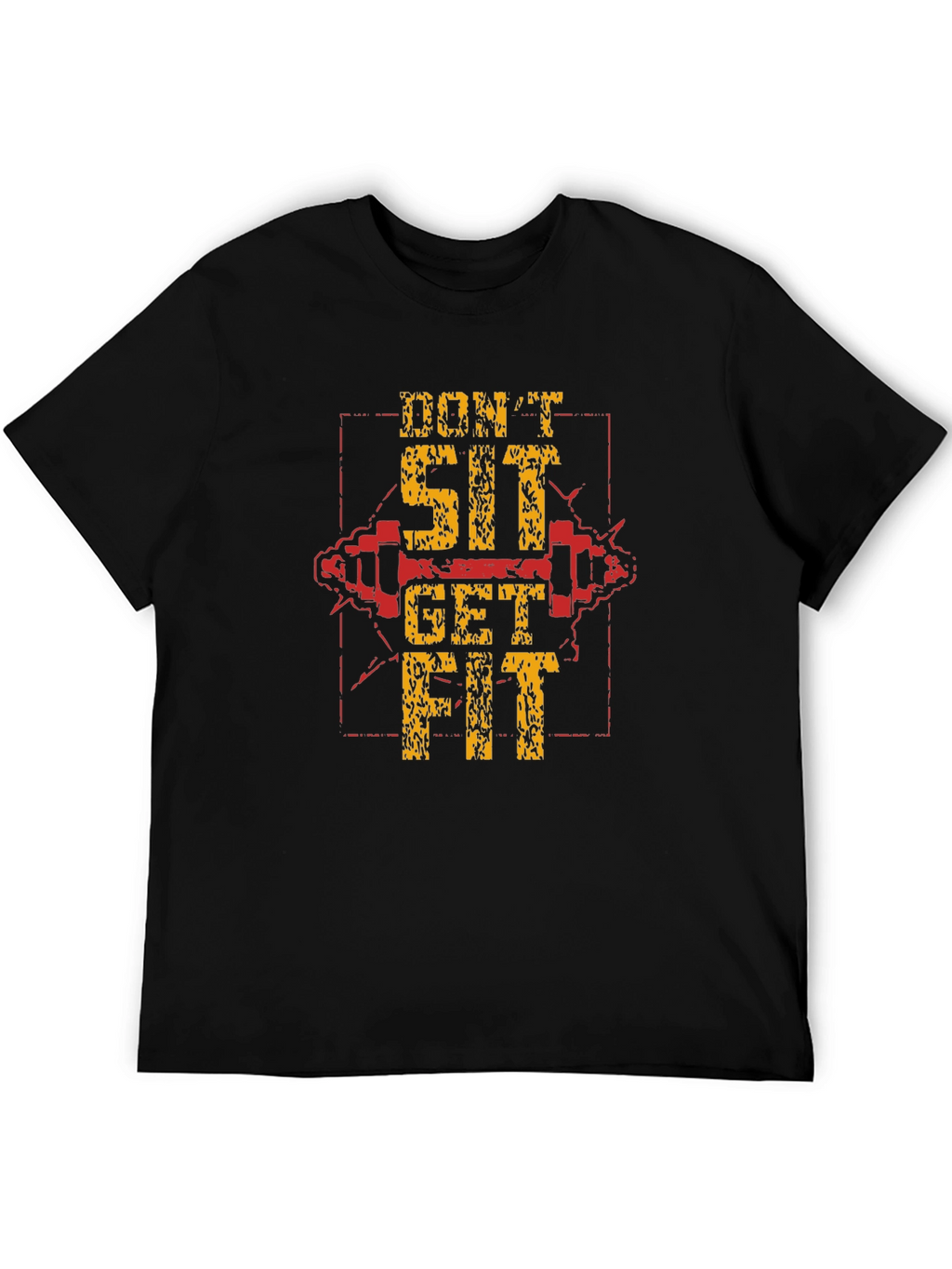 Dont Sit Get Fit Black Graphic T-Shirt