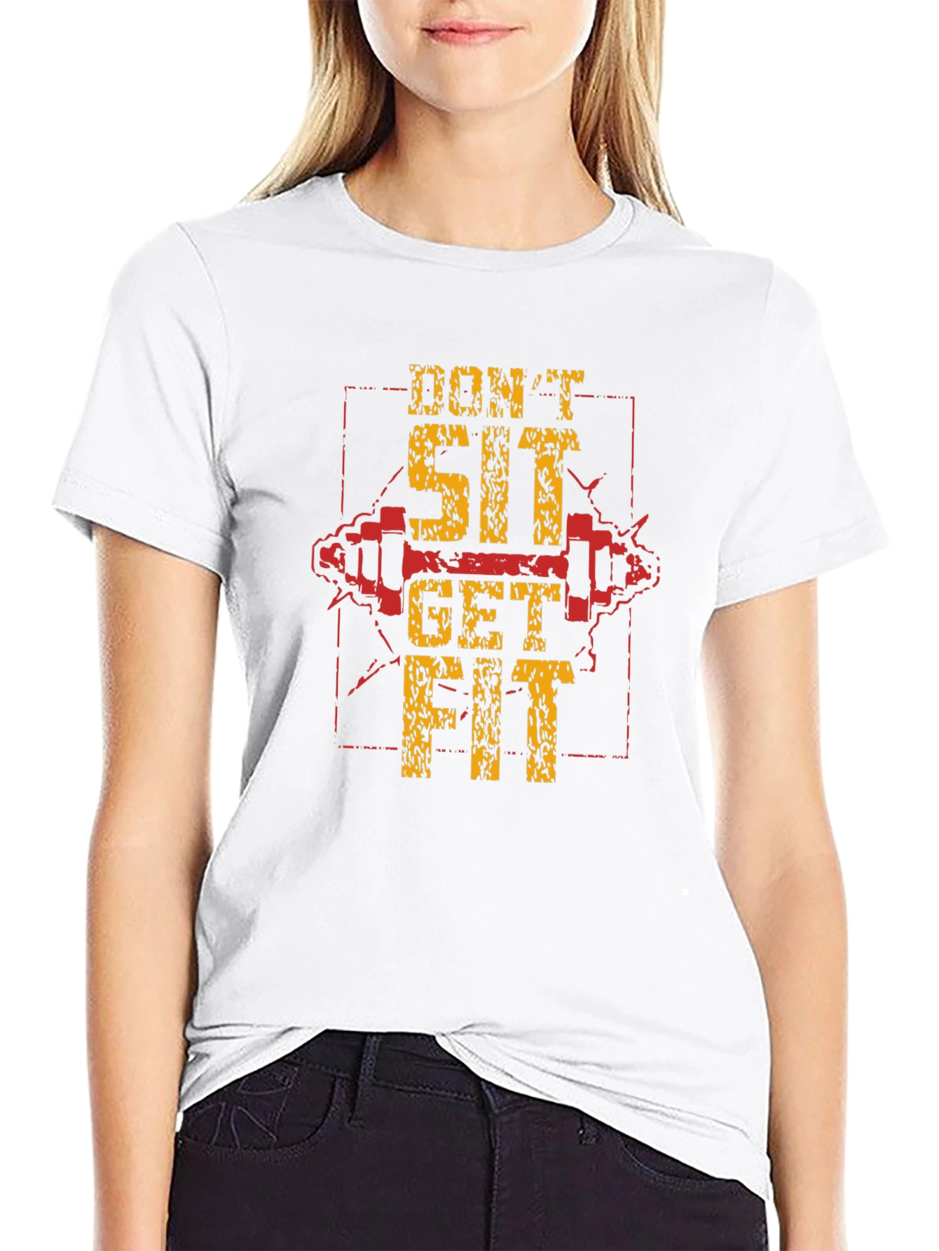 Dont Sit Get Fit Black Graphic T-Shirt