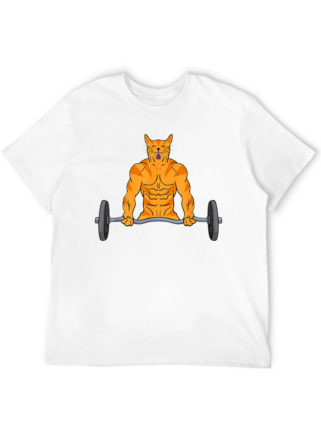 Muscle Cat Lifting Barbell Funny Graphic T-Shirt
